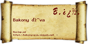 Bakony Éva névjegykártya